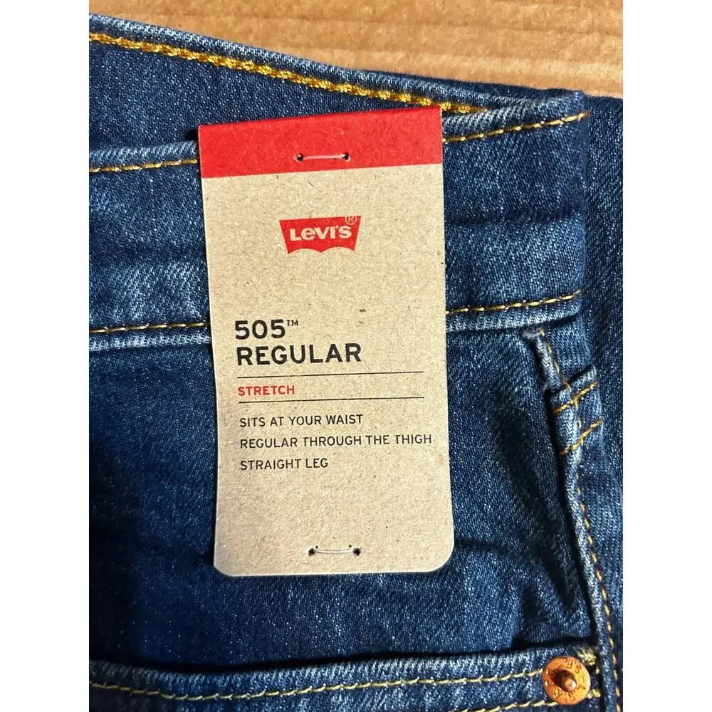 Levi's Men's 505 Regular Fit Jean Straight Leg Dark Blue Size 40x30